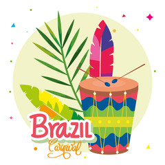 Wall Mural - poster of carnival brazil with drum and decoration