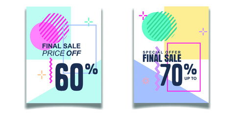 Fototapete - Modern abstract Sale Banners Design. Discount Banner Promotion Template. pastel color mobile for sale banners. Sale banner template design, Super sale special offer.