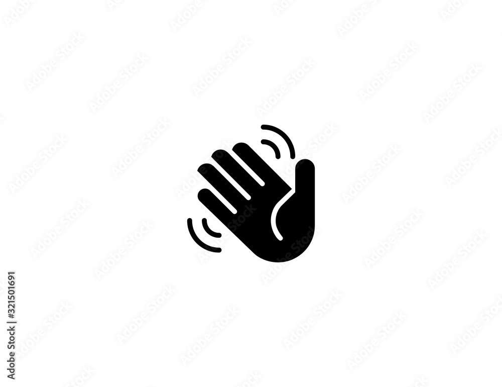 Waving hand vector flat icon. Isolated hello, hi, bye hand gesture emoji illustration - obrazy, fototapety, plakaty 