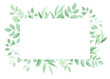 © artnata - Green leaves frame template. Floral border. Vector illustration.