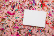 © ink drop - Blank card on colourful party sparkling party confetti