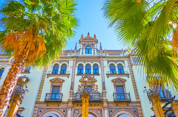 Poster - The scenic facade of Hotel Alfonso XIII in Seville, Spain