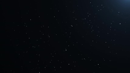 Wall Mural - beautiful floating dust particles with flare snow on black background in slow motion. animation of d