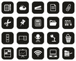 © Bakai - Office Supplies Icons White On Black Flat Design Set Big