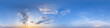 canvas print picture - Nahtloses Panorama mit blauem Abendhimmel 360-Grad-Ansicht mit schönen Wolken, untergehender Sonne - zur Verwendung in 3D-Grafiken als Himmelskuppel oder zur Nachbearbeitung von Drohnenaufnahmen
