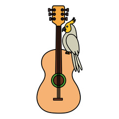 Wall Mural - guitar with parrot bird isolated icon vector illustration design