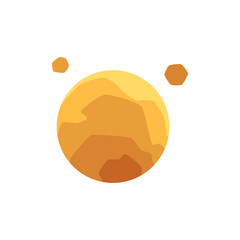 Wall Mural - Space planet and asteroids icon flat cartoon vector illustration isolated.