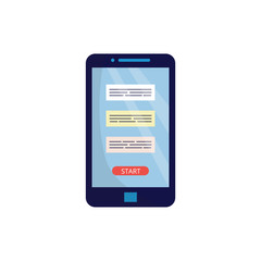 Wall Mural - Smartphone or mobile phone with application flat vector illustration isolated.