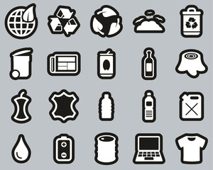 Sticker - Recycling Or Upcycling Icons White On Black Sticker Set Big