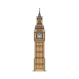 Fototapeta Big Ben - Flat Big Ben icon isolated on white background - famous London landmark