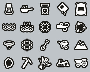 Sticker - Salt & Salt Mining Icons White On Black Sticker Set Big