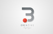 Letter B Logo Alphabet Icon Design Template Elements In Grey And Red For Business