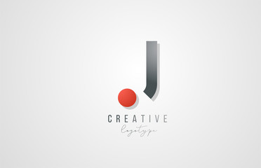 letter J logo alphabet icon design template elements in grey and red for business