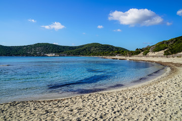 Sticker - Ibiza beach. Ses Salines beach, Ibiza. Spain.