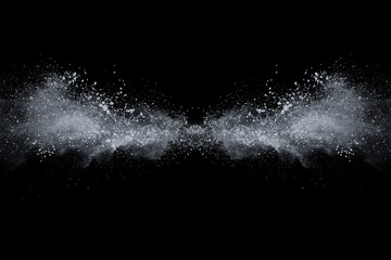 Canvas Print - white powder explosion on black background. colored cloud. colorful dust explode. paint holi.
