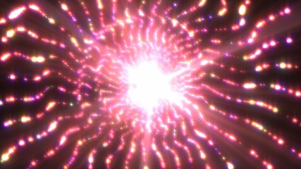 Wall Mural - Beautiful Glowing Pink Tunnel of Sparkling Shiny Light Particles - Abstract Background Texture