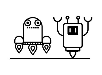 couple of robots technology icons