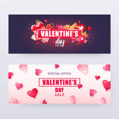 Wall Mural - Set of Saint Valentine's Day banners with text.