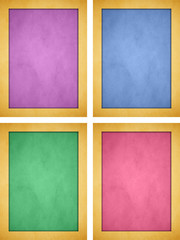 Wall Mural - Set of Light Colored Parchment. Gold Textured Frame. Portrait Orientation.