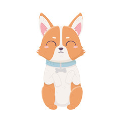 Sticker - cute dog sitting domestic cartoon animal, pets