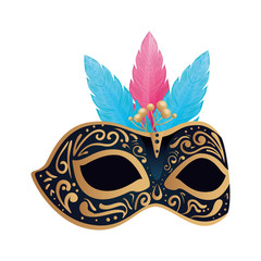 Canvas Print - elegant mask with feathers isolated icon vector illustration design