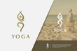 Yoga pose vector logo design template