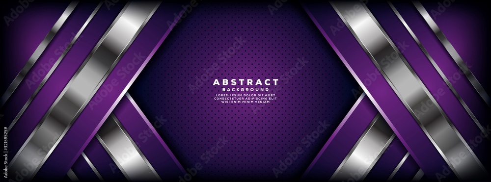 Luxurious purple and silver overlap layer background - obrazy, fototapety, plakaty 