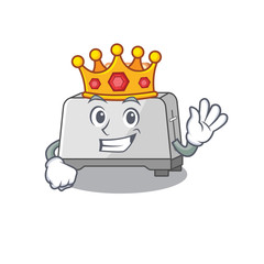 Canvas Print - A cartoon mascot design of bread toaster performed as a King on the stage