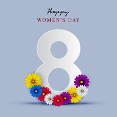  March 8. International Women Day. Vector  illustration.
