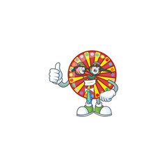 Wall Mural - Wheel fortune cartoon successful Businessman wearing glasses