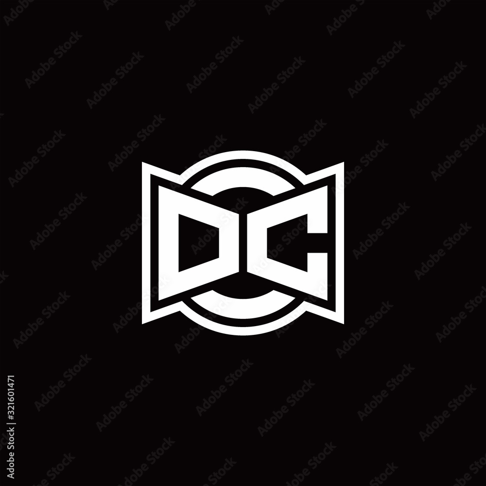 DC logo monogram with ribbon style circle rounded design template Stock ...
