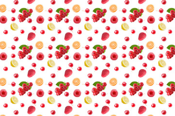 Wall Mural - seamless food pattern with fresh fruits on white background