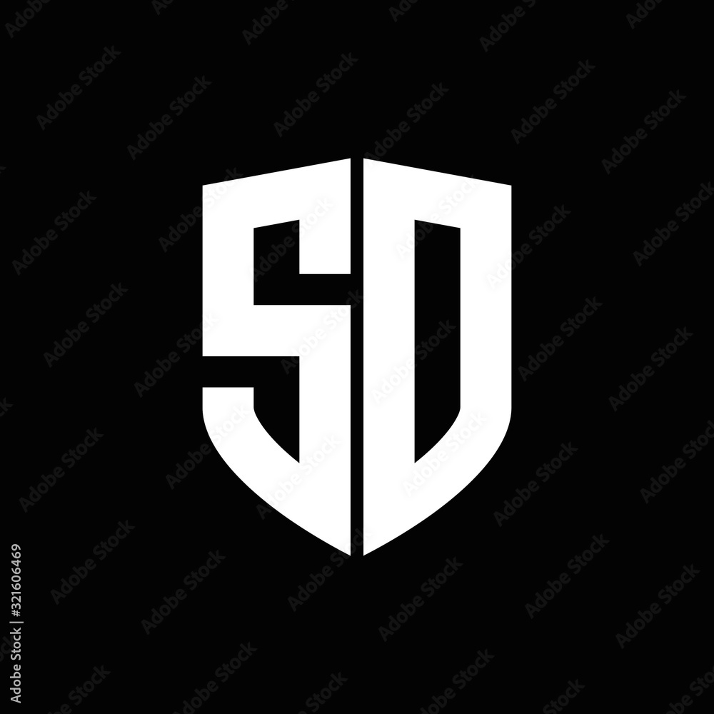 SD logo monogram with shield shape design template Stock Vector | Adobe ...
