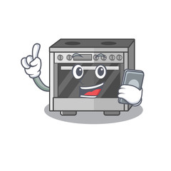 Poster - Kitchen stove Cartoon design style speaking on a phone