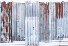 Rusty Corrugated Galvanized Steel Wall Or Iron Metal Sheet Surface For Texture And Background.