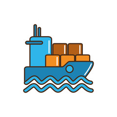 Wall Mural - boat containers marine shipping cargo delivery line and fill