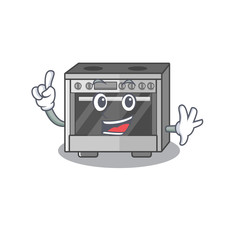 Canvas Print - mascot cartoon concept kitchen stove in One Finger gesture