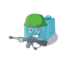 Sticker - A cute picture ofbrick toys Army with machine gun