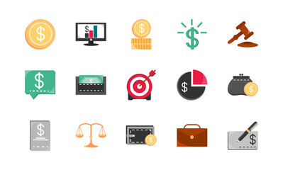 Sticker - finance money business economy icons set