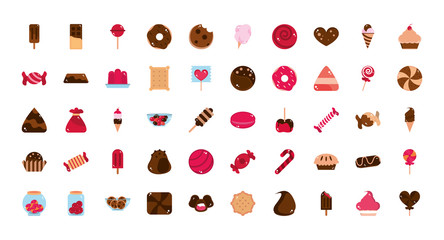 Sticker - sweet confectionery snack food candy icons collection