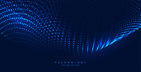 Wall Mural - blue digital technology background with glowing particles