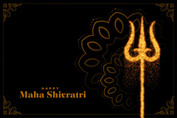 Poster - happy maha shivratri trishul made with sparkles background