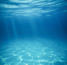 Underwater Empty Swimming Pool Background With Copy Space
