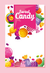 Wall Mural - poster of sweet candy with caramels vector illustration design