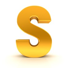 S Letter 3d Gold Sign Capital Character Text Font