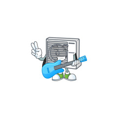 Wall Mural - A cartoon character of split air conditioner playing a guitar