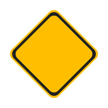 Road Traffic Sign, Blank Road Sign, Yellow Road Sign, Isolated On White Background, Vector Image