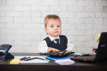 Wall Mural - Little businessman boy