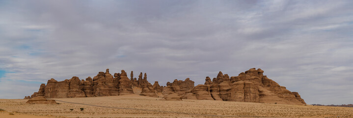 Canvas Print - Geological rock strata (outcrops) at the ancient oasis ﻿﻿of Al Ula, Saudi Arabia