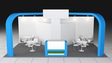 Blue Stand Or Booth In A Tradeshow
